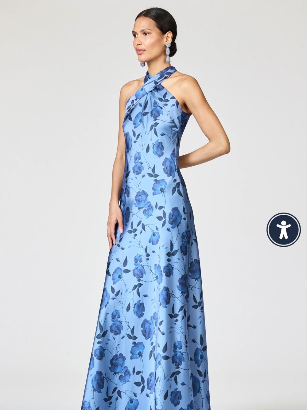 Sachin + Babi Light Blue Floral Halter Maxi Dress